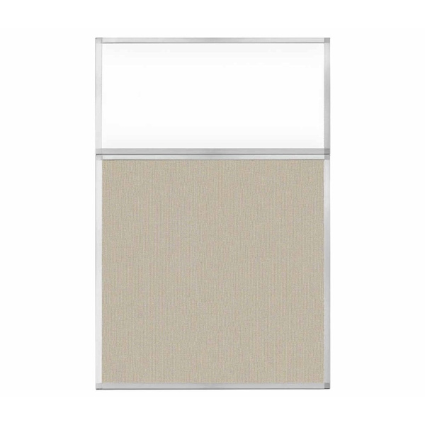 Hush Panel Configurable Cubicle Partition 4' x 6' W/ Window Sand Fabric Clear Window
